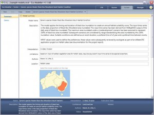 The Model Builder screen allows users to enter a model's function and associated metadata